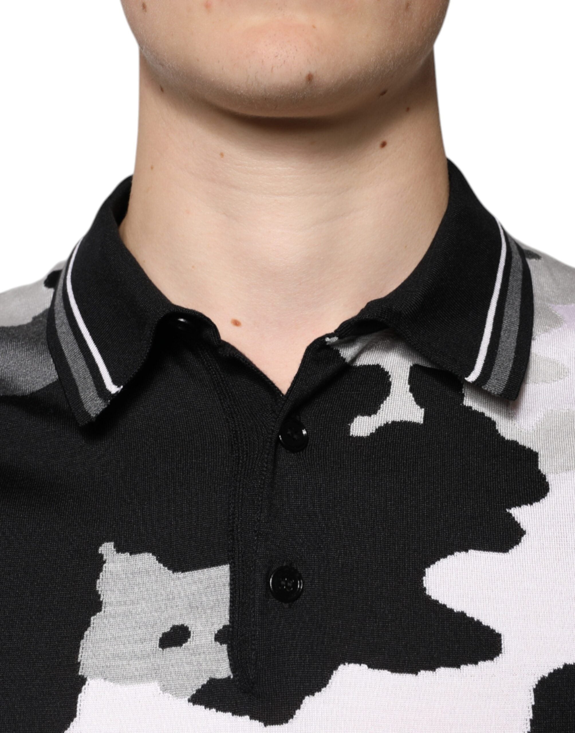 Dolce & Gabbana Multicolor Camouflage Polo Shirt with Collar