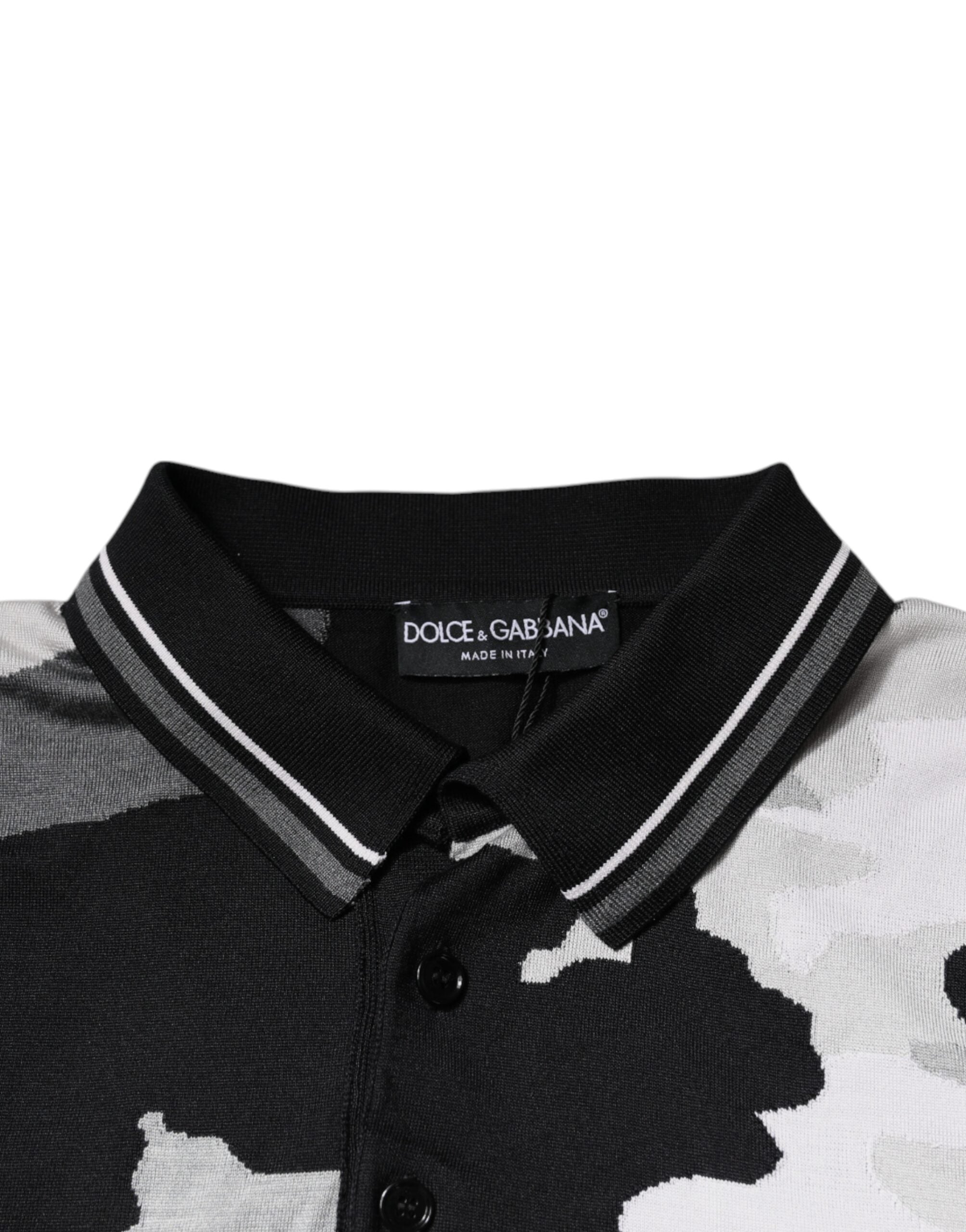 Dolce & Gabbana Multicolor Camouflage Polo Shirt with Collar