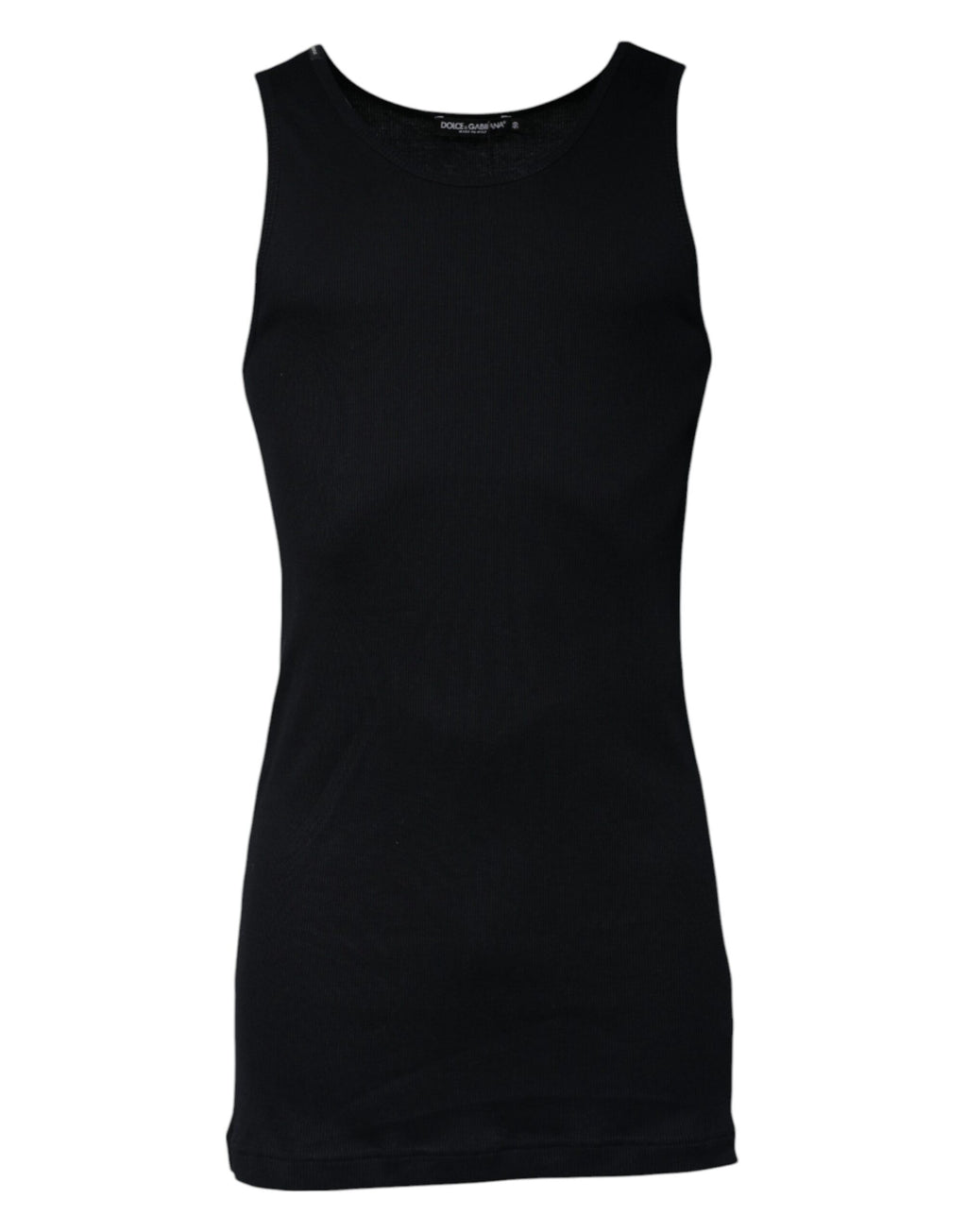 Dolce & Gabbana Black Sleeveless Cotton Round Neck Tank T-Shirt