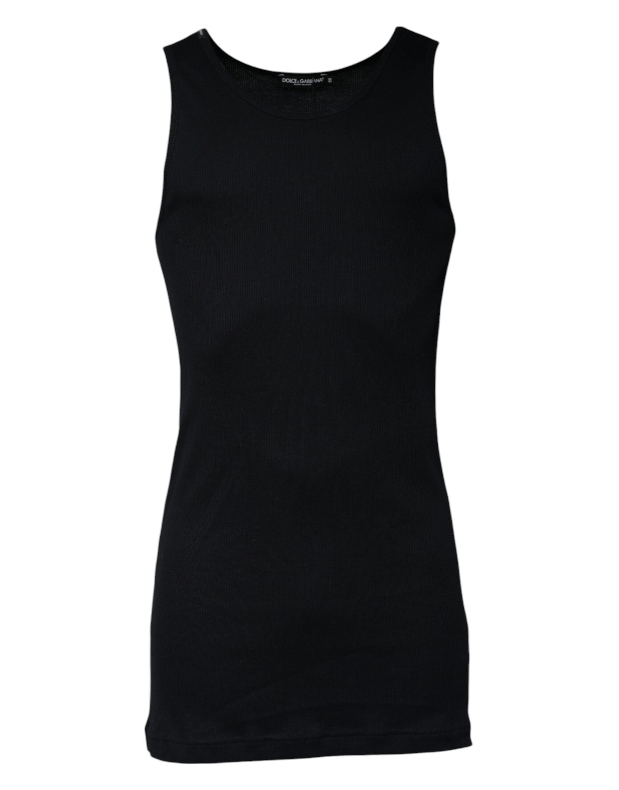 Dolce & Gabbana Black Sleeveless Cotton Round Neck Tank T-Shirt