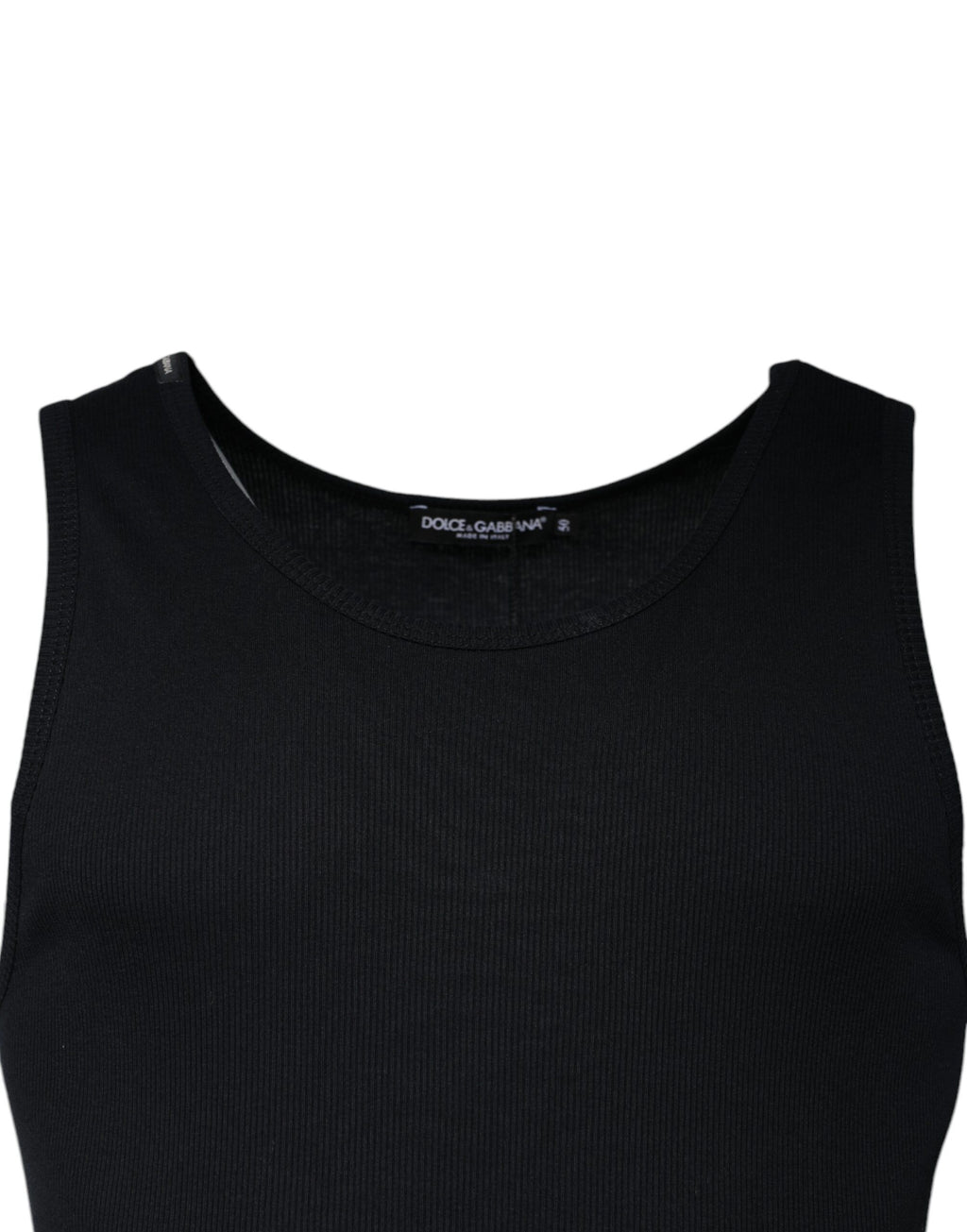 Dolce & Gabbana Black Sleeveless Cotton Round Neck Tank T-Shirt