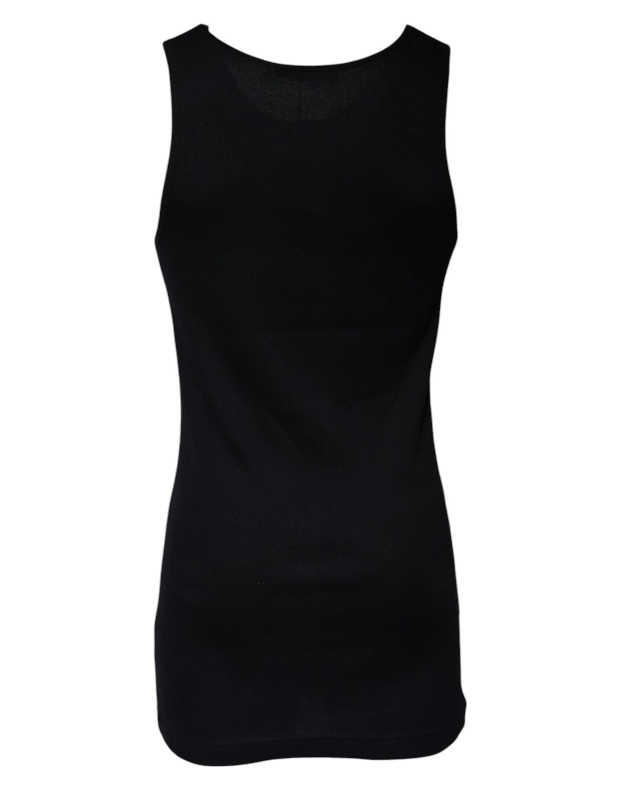 Dolce & Gabbana Black Sleeveless Cotton Round Neck Tank T-Shirt