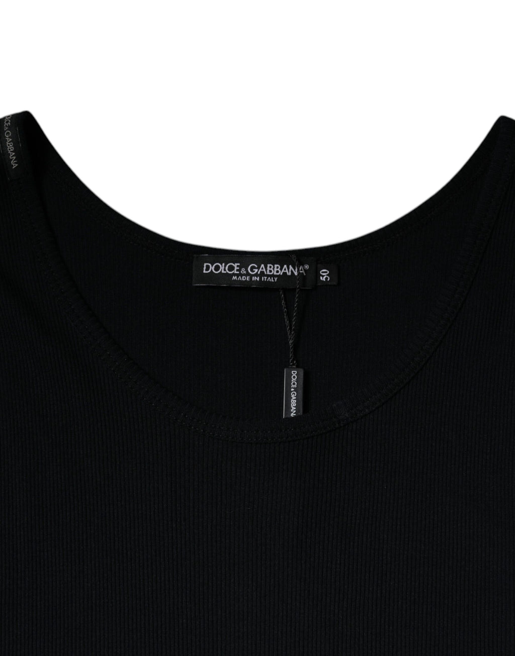 Dolce & Gabbana Black Sleeveless Cotton Round Neck Tank T-Shirt