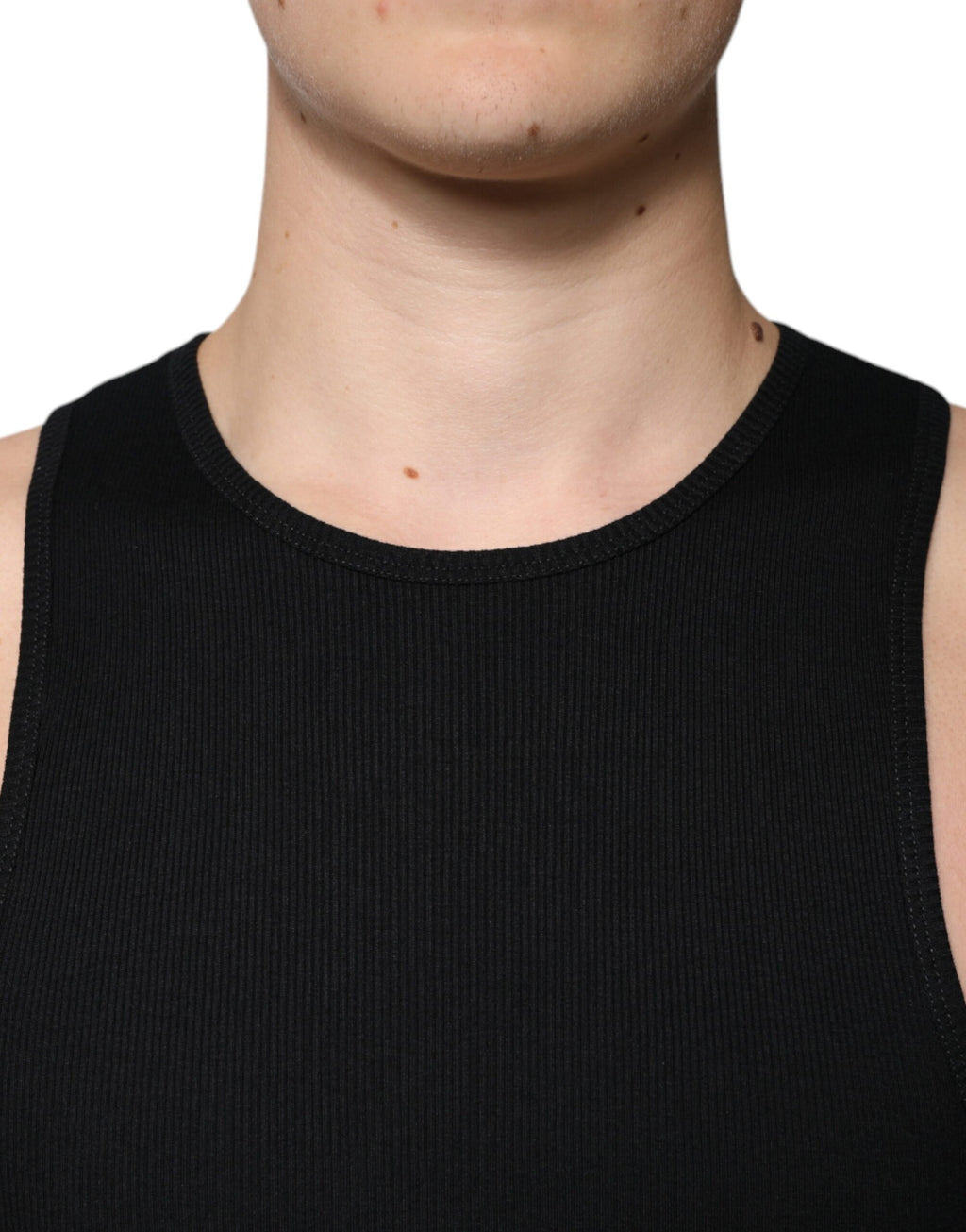 Dolce & Gabbana Black Sleeveless Cotton Round Neck Tank T-Shirt