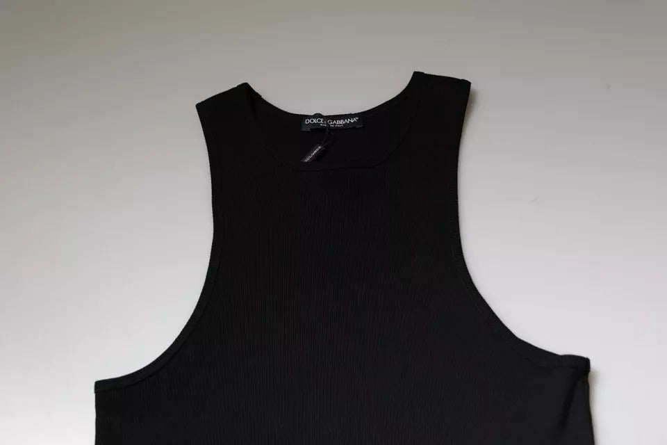 Dolce & Gabbana Black Sleeveless Cotton Round Neck Tank T-Shirt