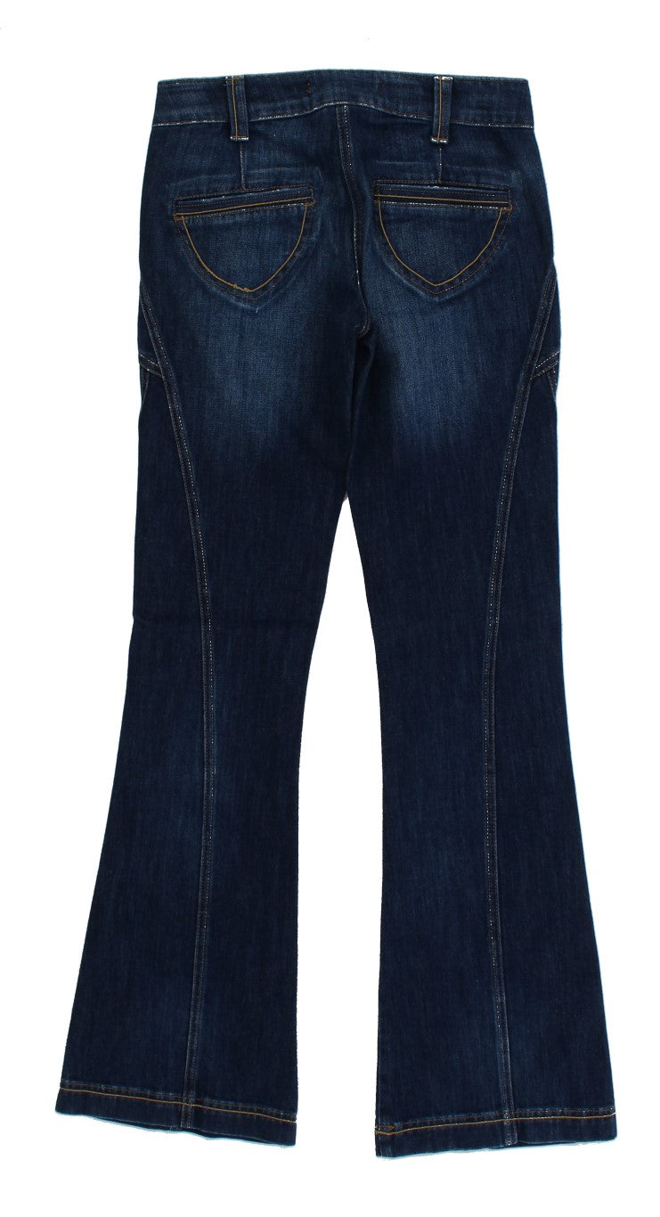 Cavalli Blue Low-Rise Cotton-Stretch Jeans