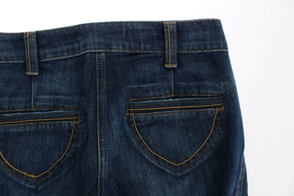 Cavalli Blue Low-Rise Cotton-Stretch Jeans