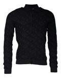 Dolce & Gabbana Black Silk Crew Neck Men's Cardigan Sweater