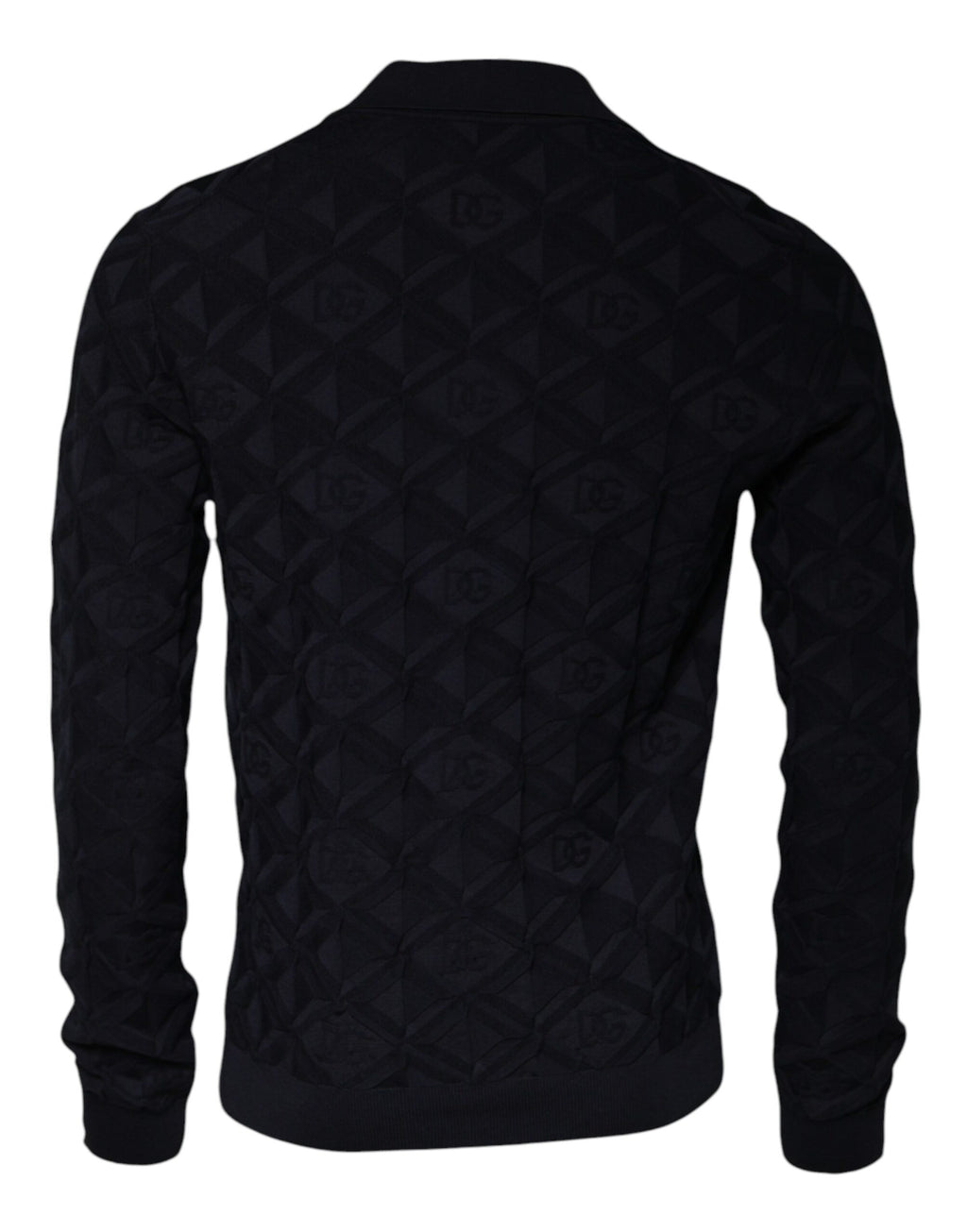 Dolce & Gabbana Black Silk Crew Neck Men's Cardigan Sweater