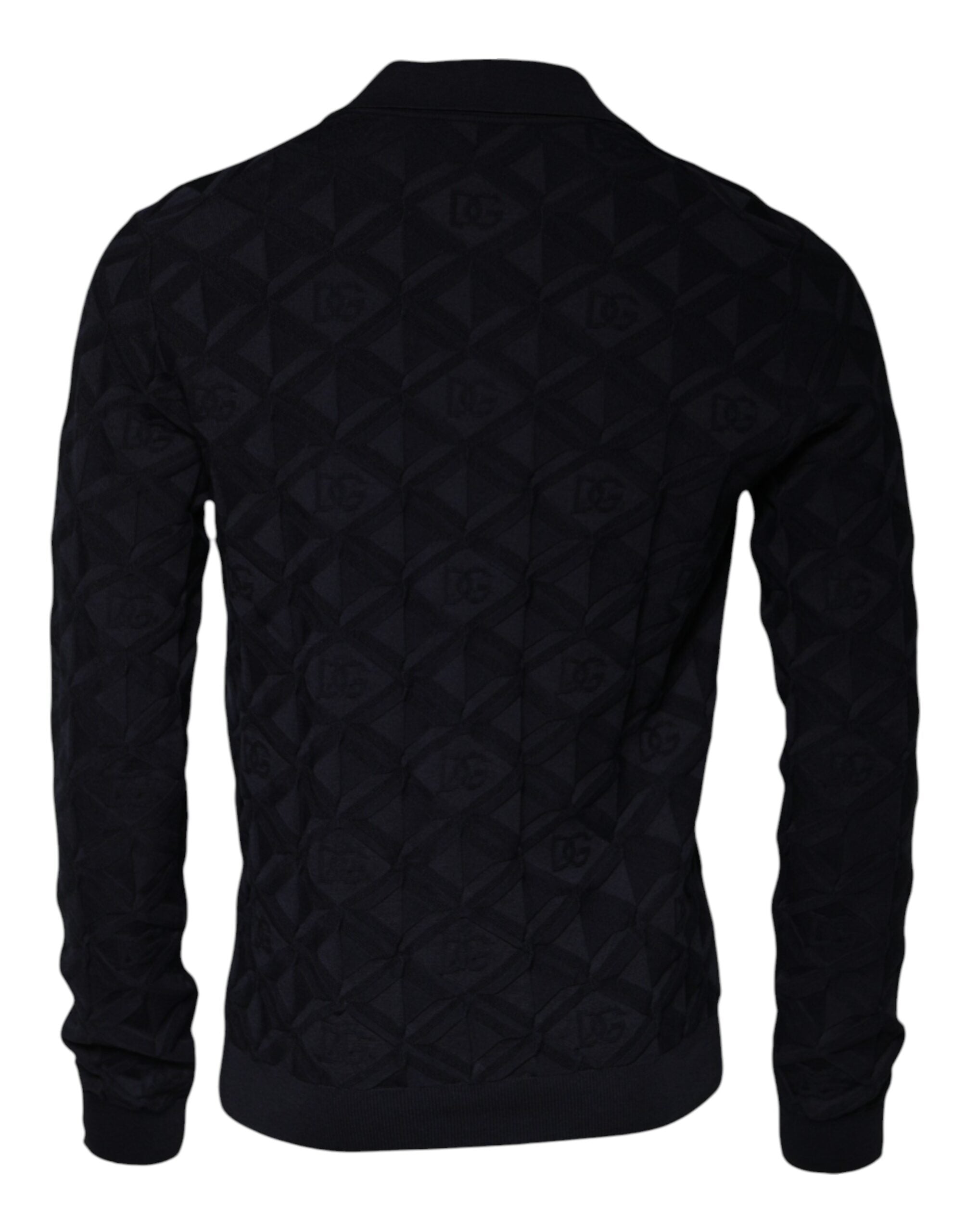 Dolce & Gabbana Black Silk Crew Neck Men's Cardigan Sweater