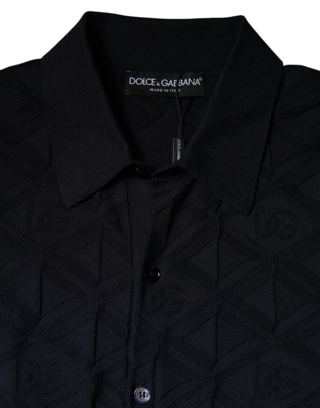 Dolce & Gabbana Black Silk Crew Neck Men's Cardigan Sweater