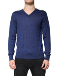 Dolce & Gabbana Marineblauer Kaschmirpullover mit V-Ausschnitt