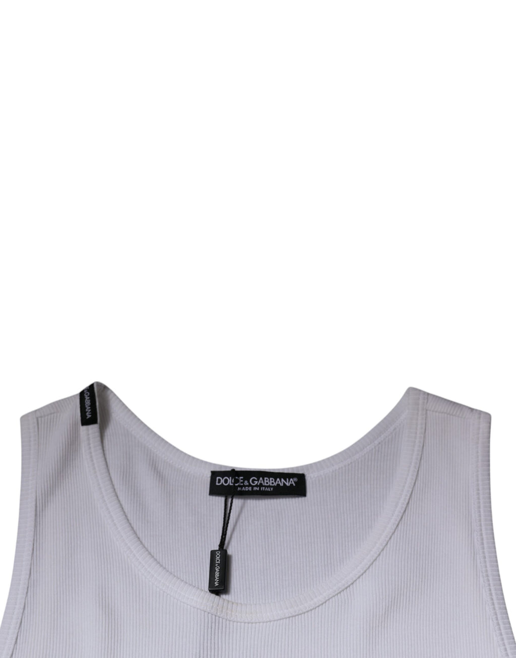 Dolce & Gabbana Weißes ärmelloses Baumwoll-Tank-T-Shirt mit Rundhalsausschnitt