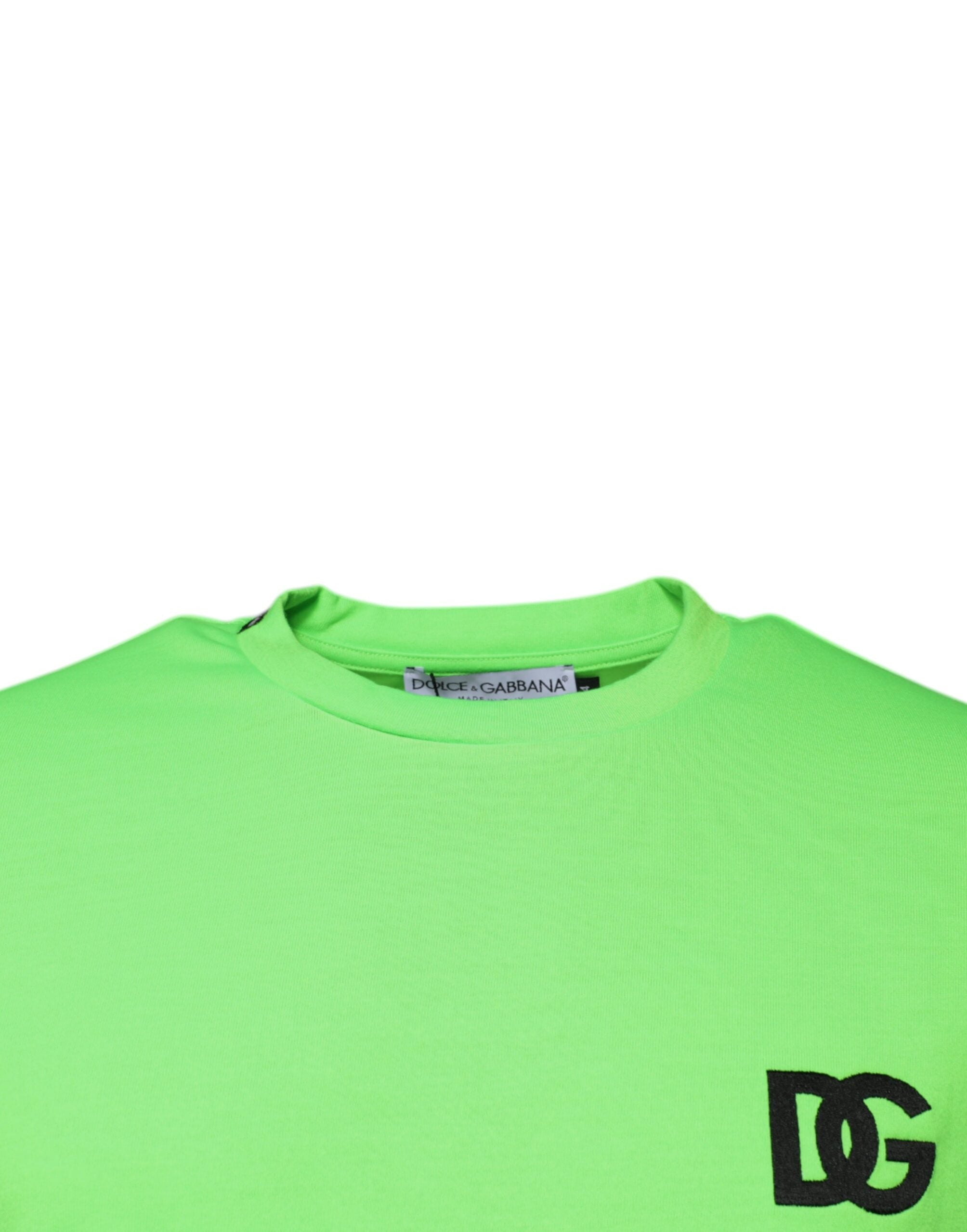 Dolce & Gabbana Green Logo Crew Neck Polyester T-Shirt