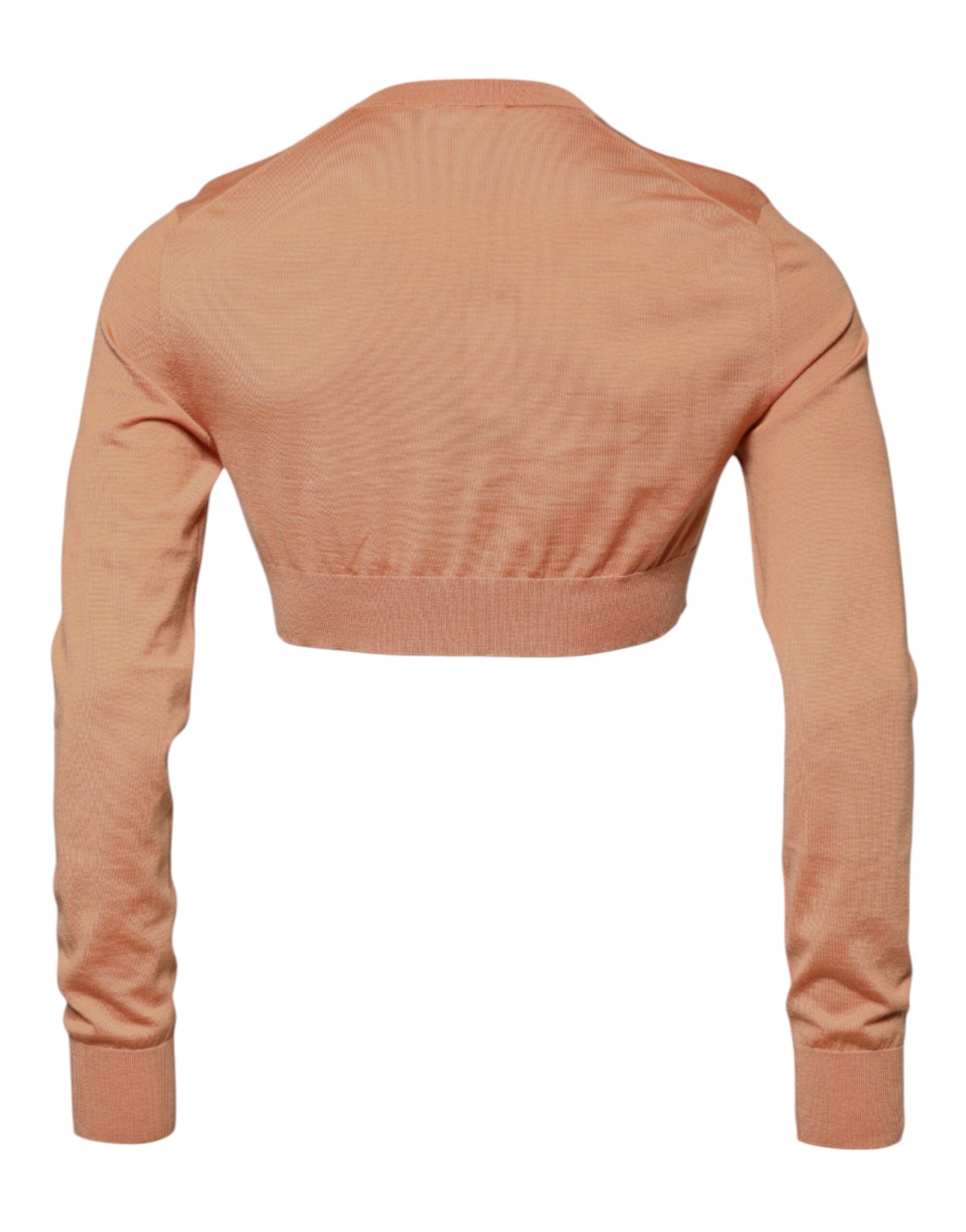 Dolce & Gabbana Beige Wool Cropped Crew-Neck Sweater