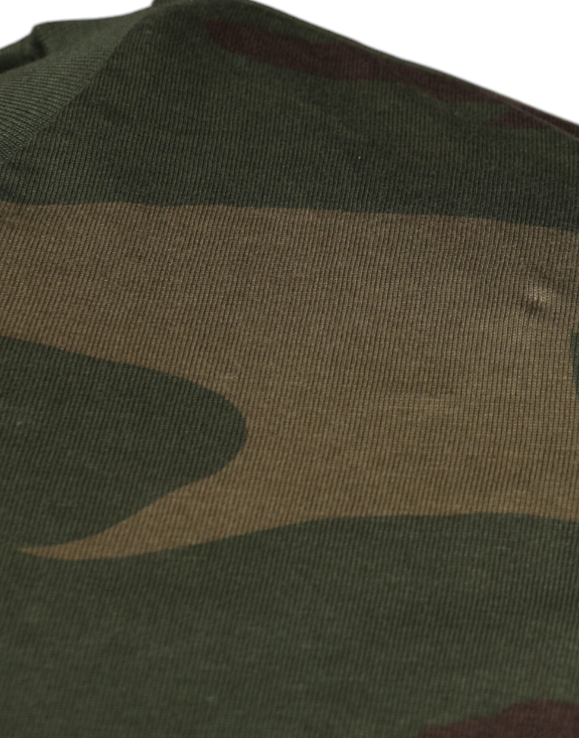 Dolce & Gabbana Multicolor Camouflage Crew Neck Cotton T-Shirt