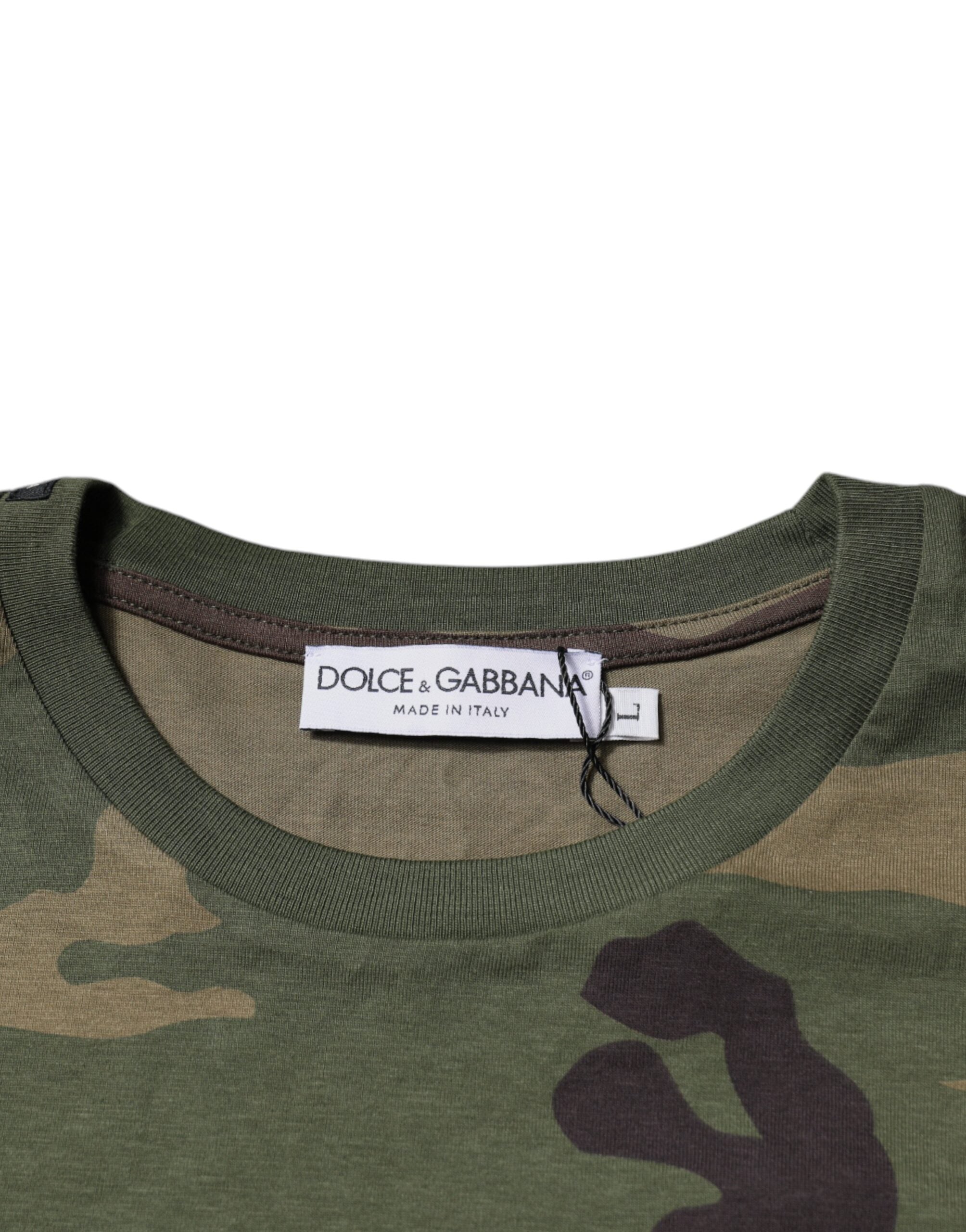 Dolce & Gabbana Multicolor Camouflage Crew Neck Cotton T-Shirt