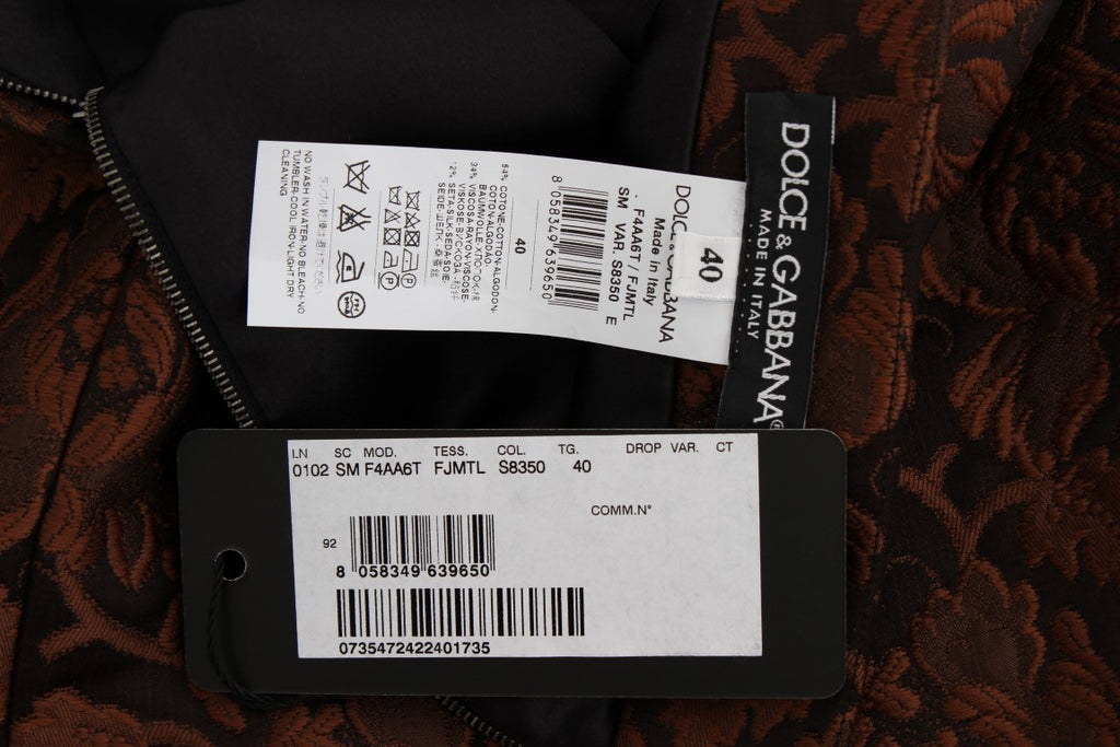 Dolce & Gabbana Brauner geblümter Brokat-Mini-Bubble-Rock