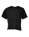 Dolce & Gabbana Black DG Logo Print Crew Neck Cotton T-Shirt