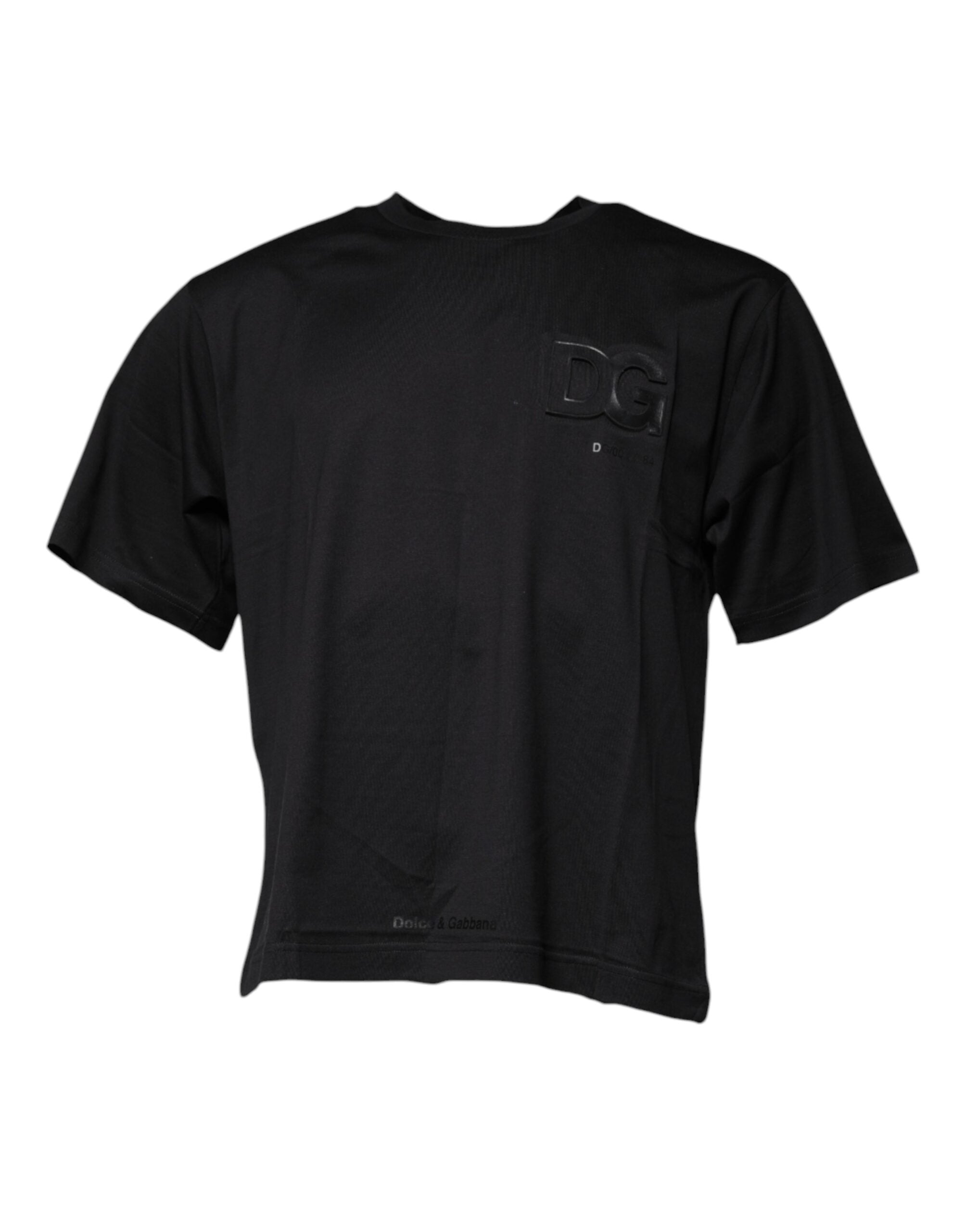 Dolce & Gabbana Black DG Logo Print Crew Neck Cotton T-Shirt