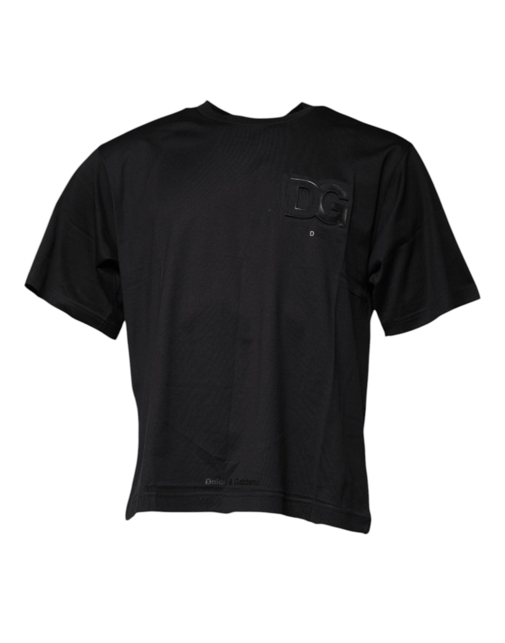 Dolce & Gabbana Black DG Logo Print Crew Neck Cotton T-Shirt