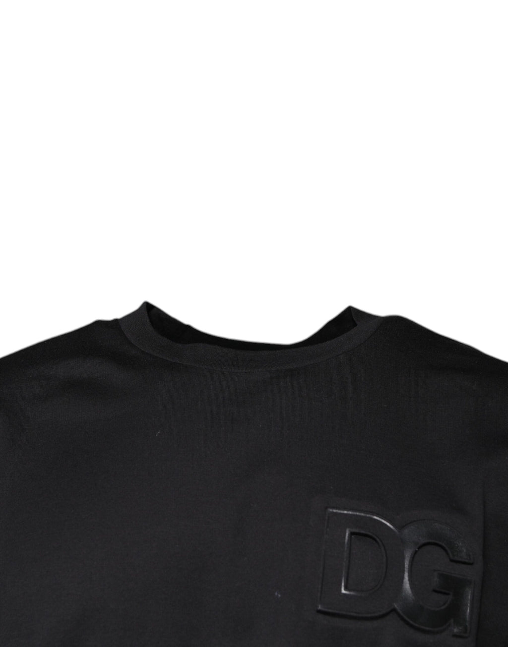 Dolce & Gabbana Black DG Logo Print Crew Neck Cotton T-Shirt