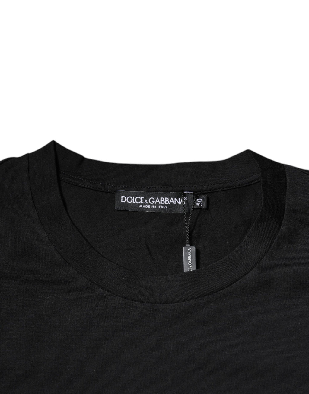 Dolce & Gabbana Black DG Logo Print Crew Neck Cotton T-Shirt