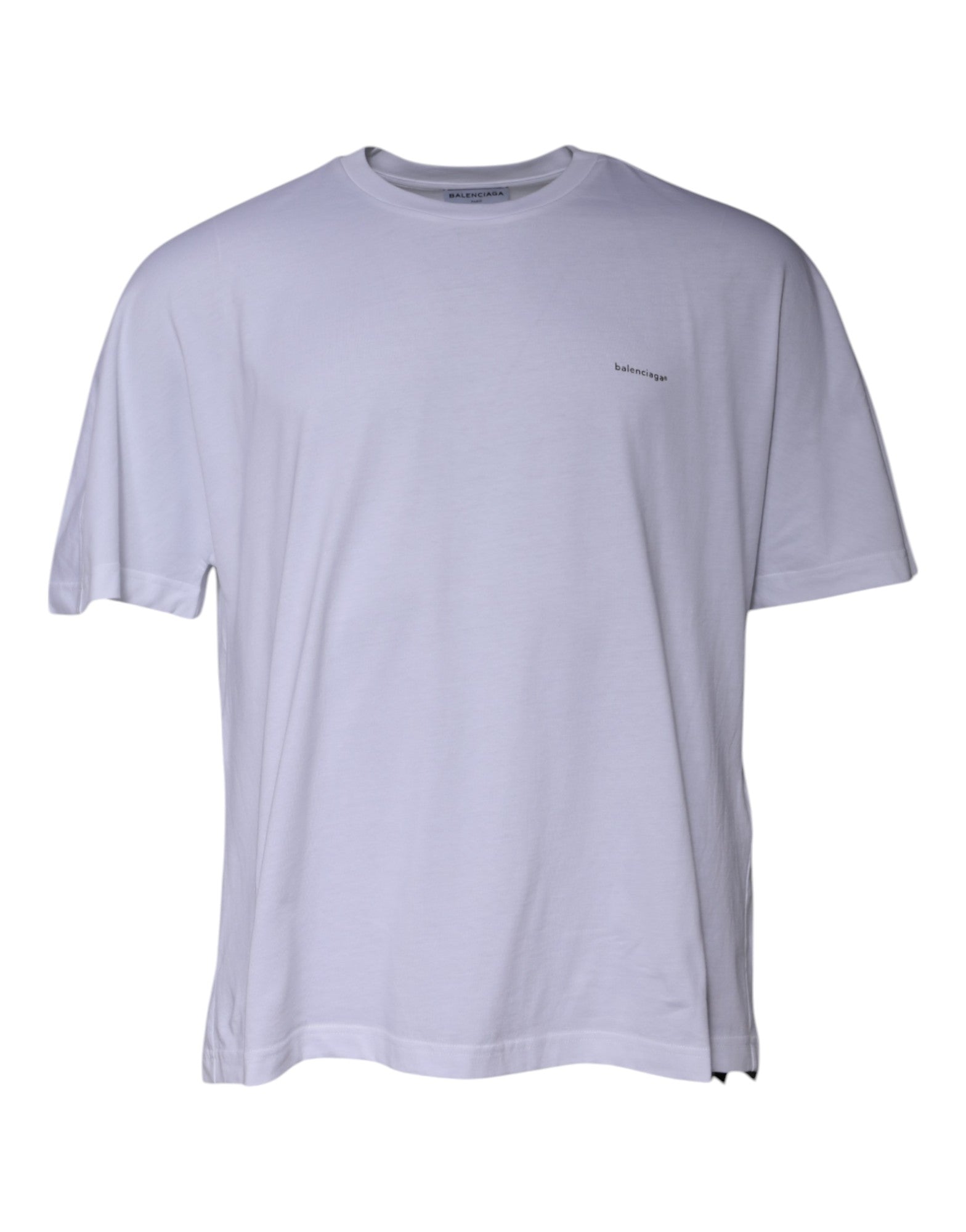 Balenciaga White Logo Cotton T-Shirt with Crew Neck and Short Sleeves