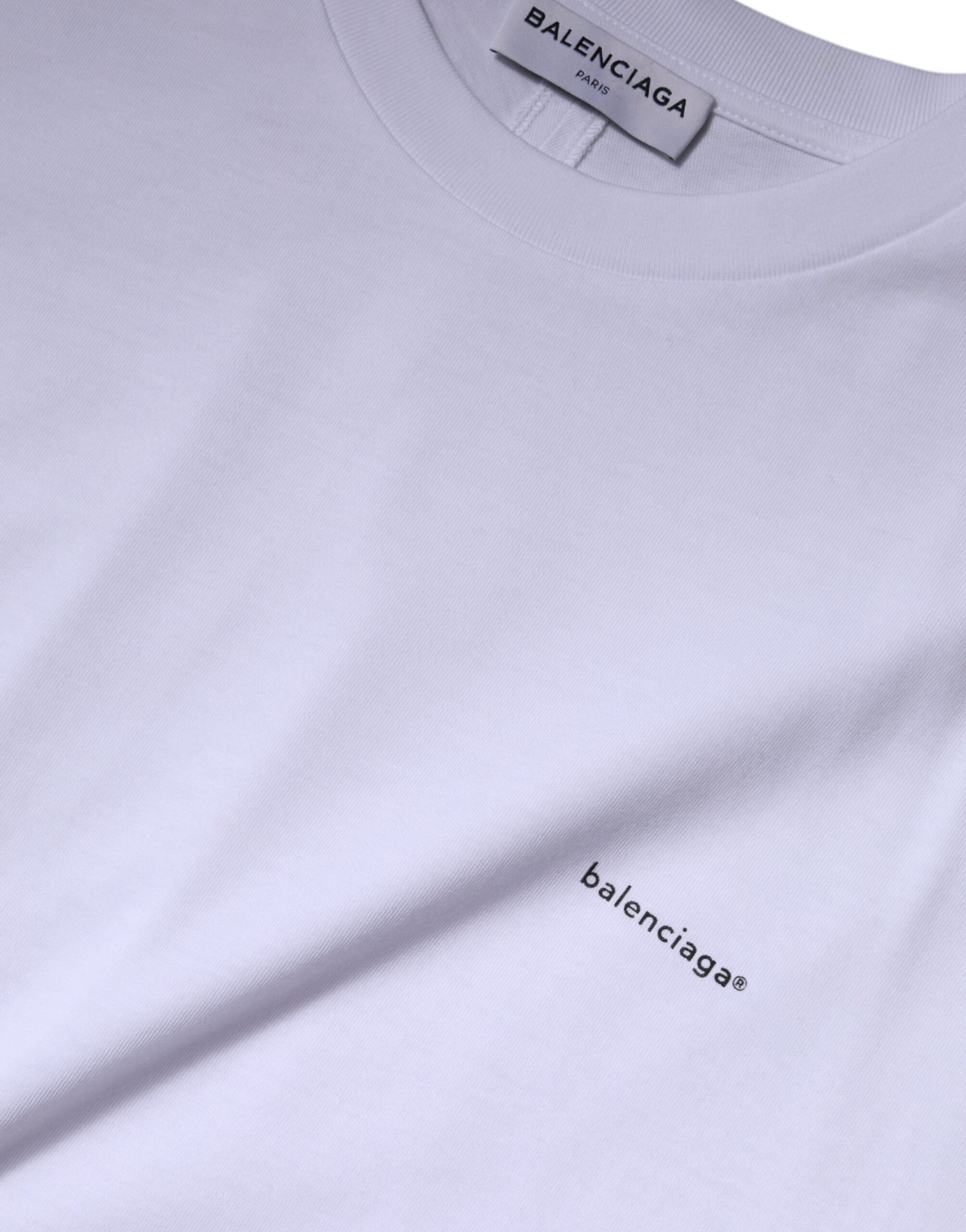 Balenciaga White Logo Cotton T-Shirt with Crew Neck and Short Sleeves