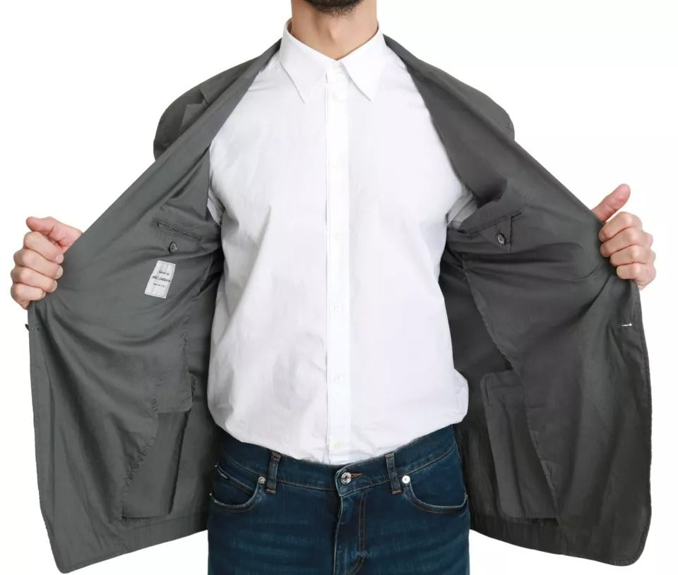 Dolce & Gabbana Grey Cotton Single-Breasted Formal Blazer