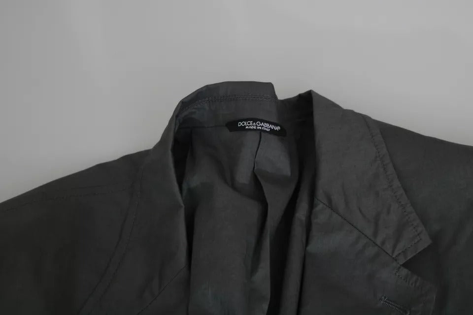 Dolce & Gabbana Grey Cotton Single-Breasted Formal Blazer