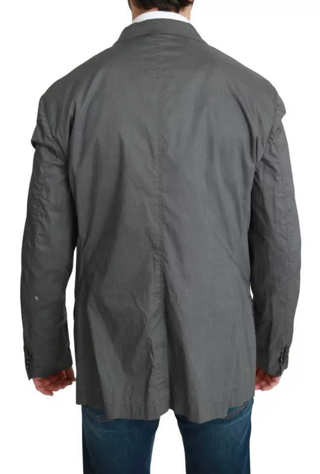 Dolce & Gabbana Grey Cotton Single-Breasted Formal Blazer