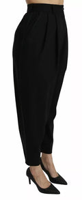 Dolce & Gabbana Black High-Waist Pleated Wool Trousers