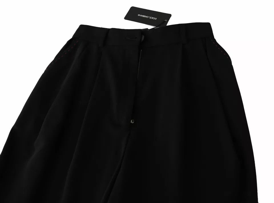 Dolce & Gabbana Black High-Waist Pleated Wool Trousers