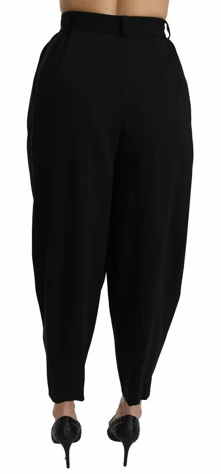 Dolce & Gabbana Black High-Waist Pleated Wool Trousers