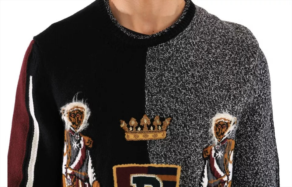 Dolce & Gabbana Multicolor KING Knight Monkey Cashmere Wool Jumper