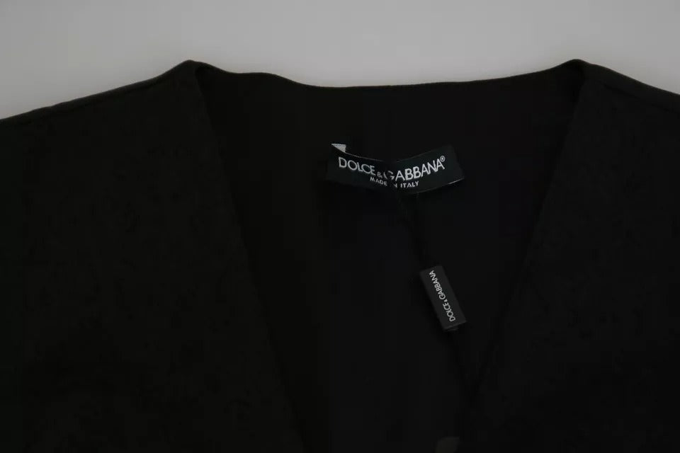 Dolce & Gabbana Schwarze Spitzenweste Slim Vest Silk Top
