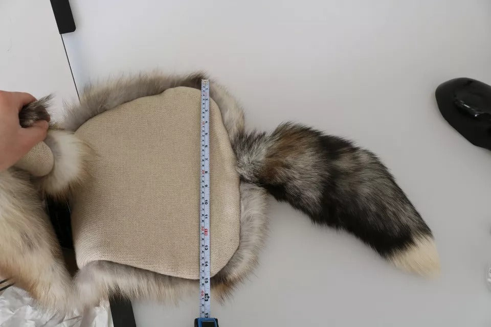 Dolce & Gabbana Brown Fox Tail Fur Scarf Neck Wrap Cover Collar Shawl