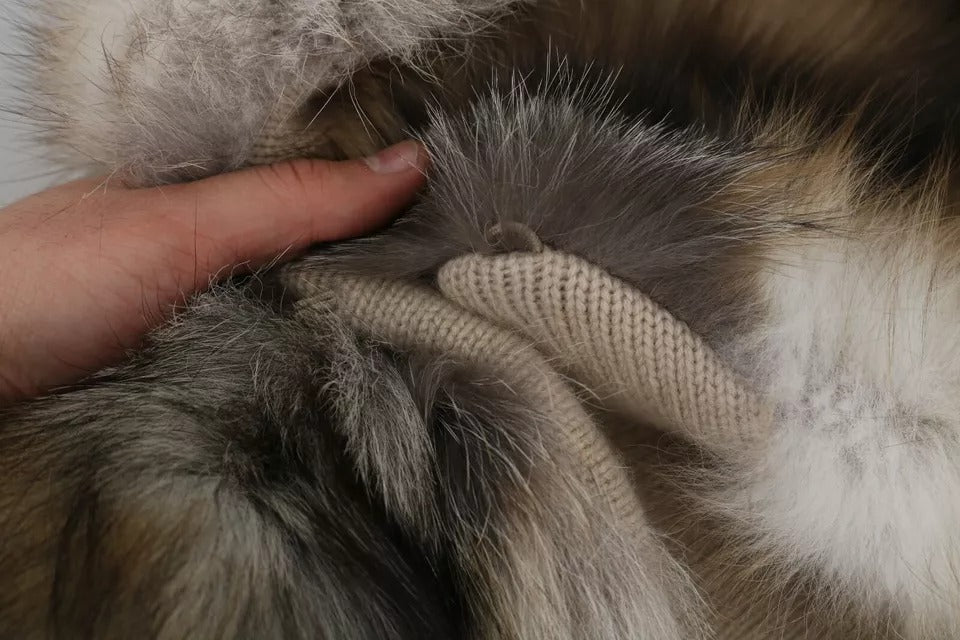 Dolce & Gabbana Brown Fox Tail Fur Scarf Neck Wrap Cover Collar Shawl
