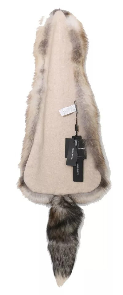 Dolce & Gabbana Brown Fox Tail Fur Scarf Neck Wrap Cover Collar Shawl