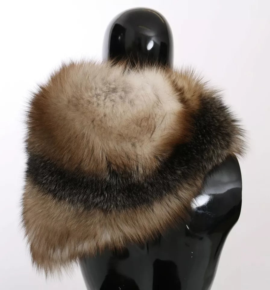 Dolce & Gabbana Brown Fox Tail Fur Scarf Neck Wrap Cover Collar Shawl
