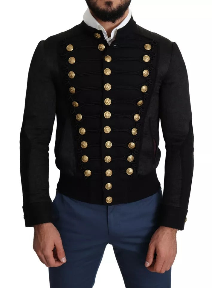 Dolce & Gabbana Black Embellished Military Jacket