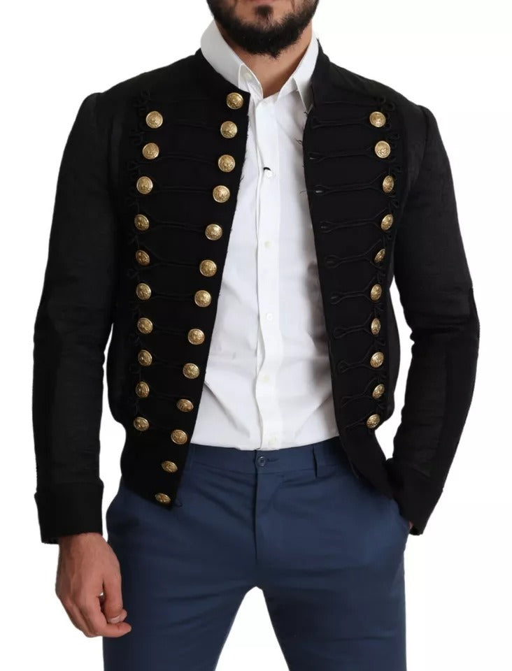 Dolce & Gabbana Black Embellished Military Jacket