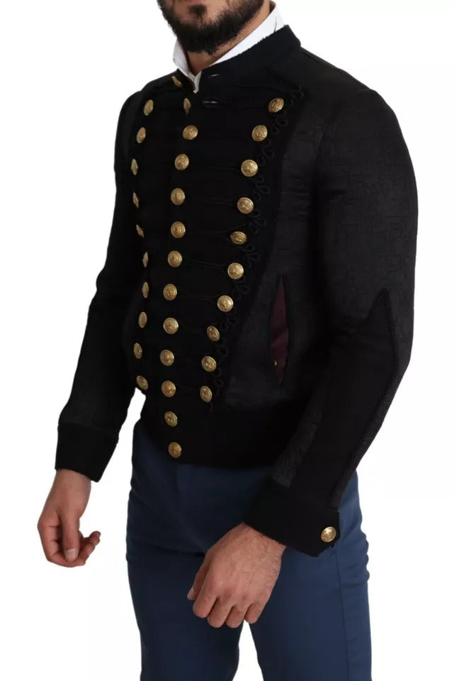 Dolce & Gabbana Black Embellished Military Jacket