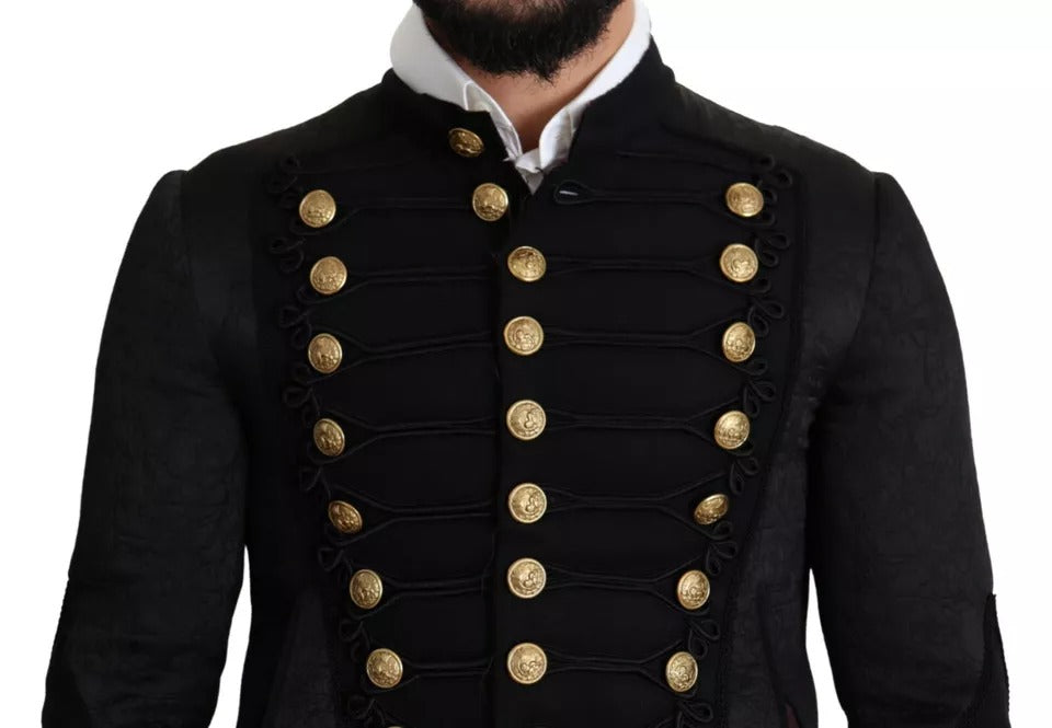 Dolce & Gabbana Black Embellished Military Jacket