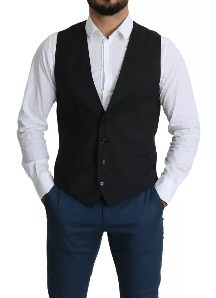 Dolce & Gabbana Black Men's Formal STAFF Dress Vest Waistcoat