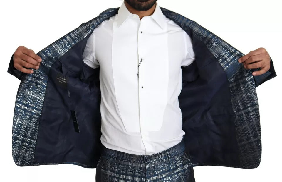 Dolce & Gabbana Blau Silber Glänzend 2 Stück Slim GOLD Anzug