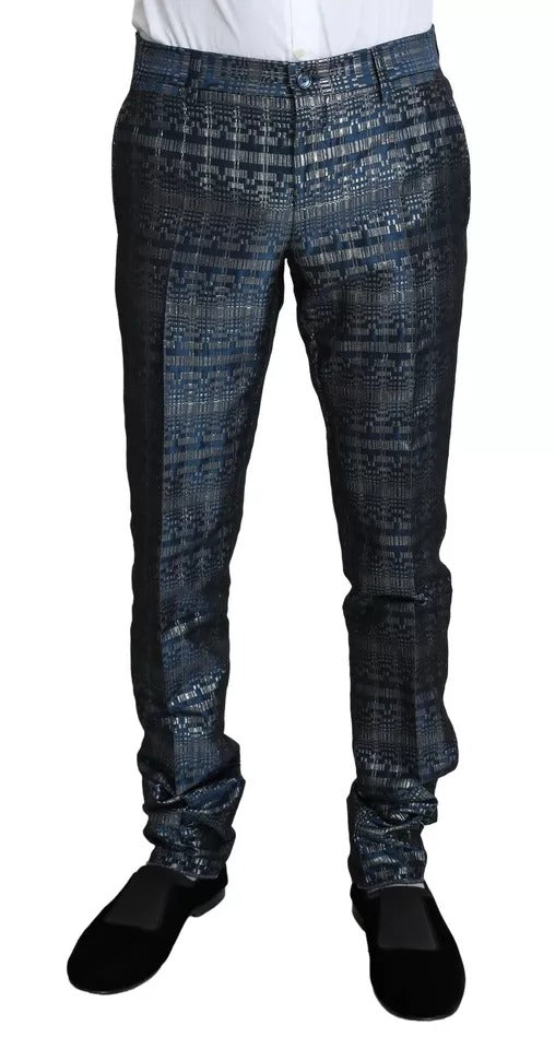 Dolce & Gabbana Blau Silber Glänzend 2 Stück Slim GOLD Anzug