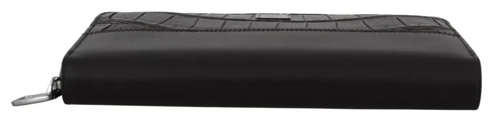 Dolce & Gabbana Braunes Exotenleder Zip Around Continental Clutch Geldbörse