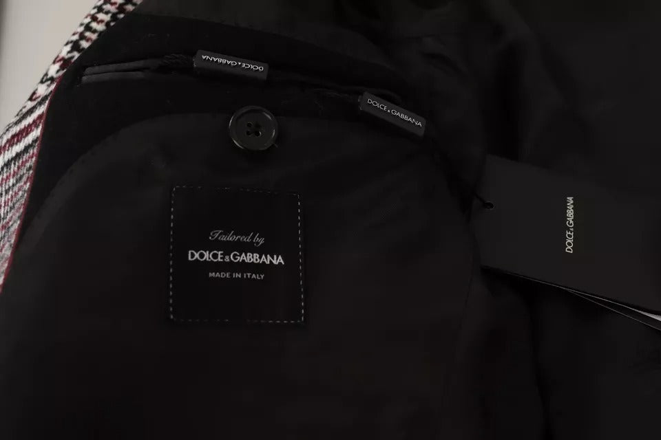 Dolce & Gabbana Grauer karierter langer Trenchcoat Jacke